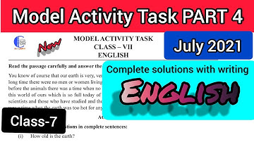 Class 7 Model Activity Task ENGLISH Part 4 //WBBSE//JULY 2021