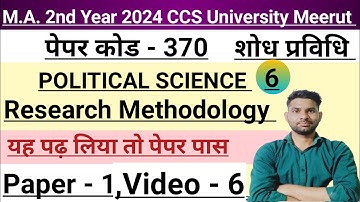 M.A. private 2nd year 2024 Political science chitra model paper 1st code 370 | Research Methodology