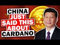This Is What China Just Said About Cardano | ADA INSANE NEWS!