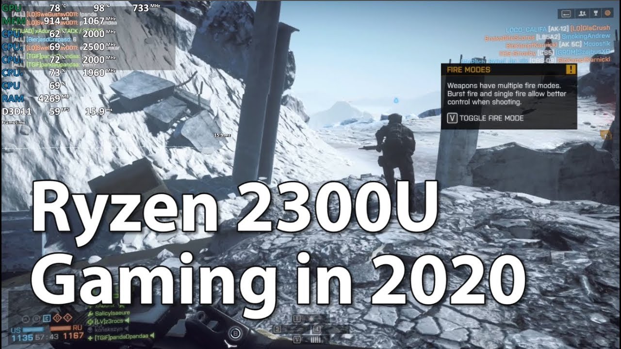 Gaming on AMD Ryzen 3 2300U Vega 6 in 2020 in 10 Games. Part 1 - YouTube