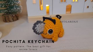 Little Pochita 🧡🧡  crochet amigurumi keychain/charm tutorial 🧡🧡