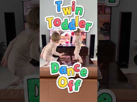 Twin Dance Off 🕺🏼🪩🕺🏼 #twinmoments #parentinghumor #twintoddlers #dancingkids #funny #shorts