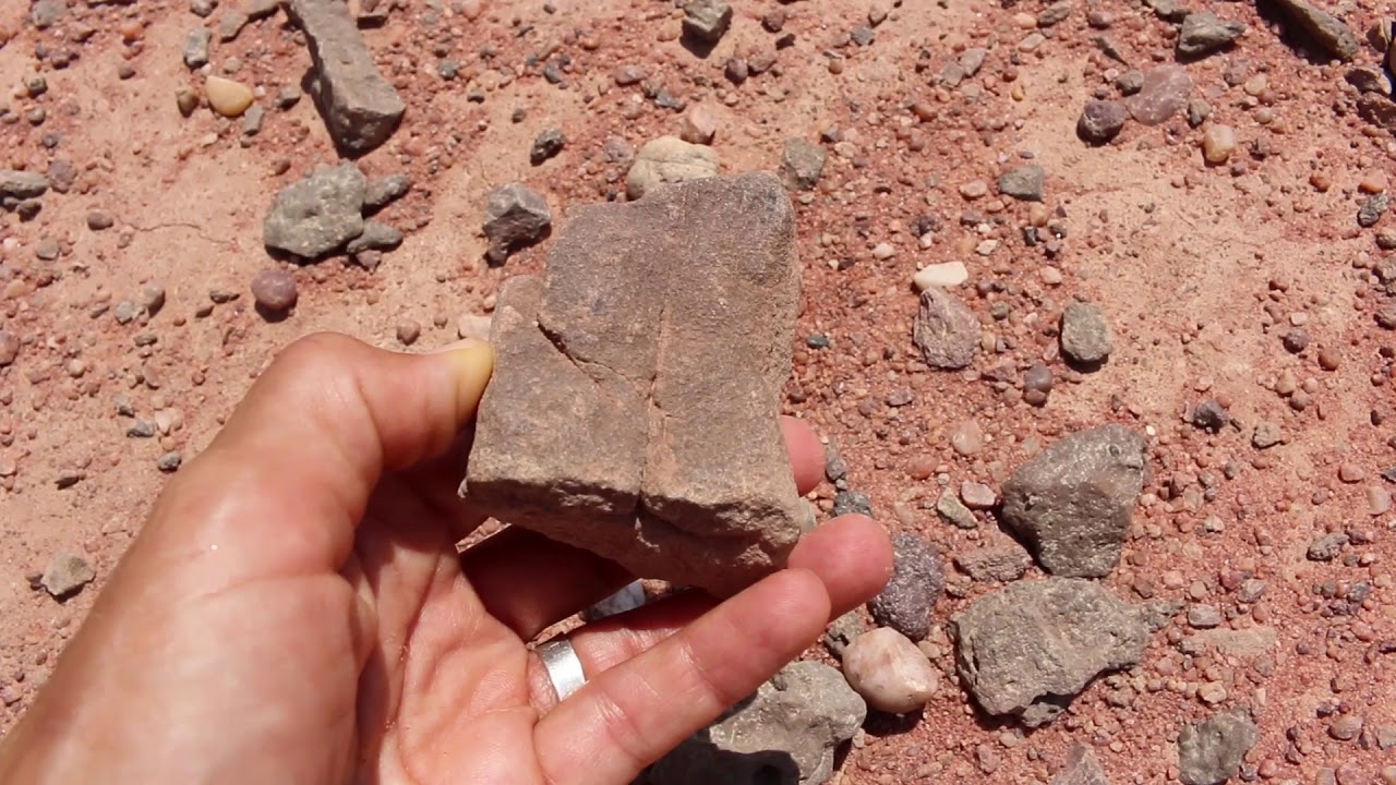 Turning over quartz rocks and slag at Mushroom Area, Timna Park