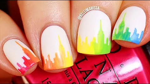 NO SPONGE Rainbow Gradient City Skyline Nail Art Tutorial (Pride Manicure!) || KELLI MARISSA