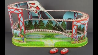 Vintage 1964 J  Chein & Co Tin Litho Windup Roller Coaster Toy Coney Island Bergen Pickers