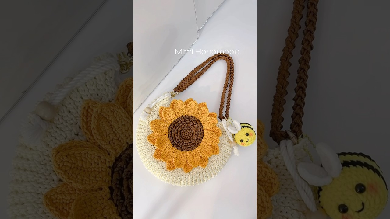 🌻 Sunflower & Bee 🐝 How to Crochet a 2-Layer Sunflower Bag with