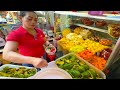 Fast serving fresh fruit dessert raw egg fruit smoothie milkshake  cambodian street food