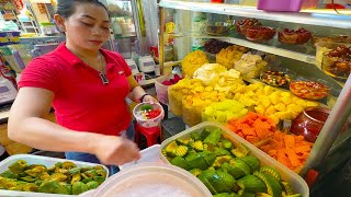 Fast Serving Fresh Fruit Dessert, Raw Egg Fruit Smoothie, Milkshake | Cambodian Street Food