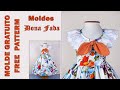 Vestido Flores  - 3 a 7 anos - Molde Gratuito "Dona Fada"