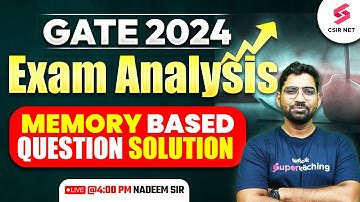 GATE 2024 Memory Based Question Solution | Chemical Science Exam Analysis | By Nadeem Sir