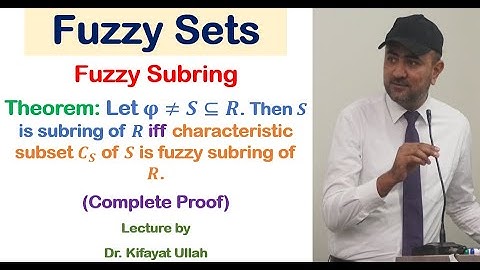 Fuzzy Sets  | More on Fuzzy Subrings Part 1 | Classroom Lecture by Dr. Kifayat Ullah