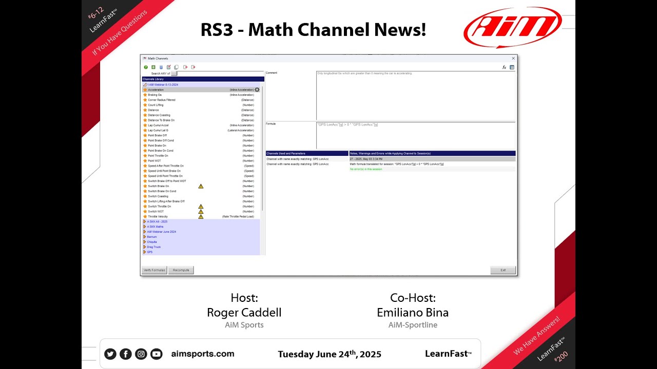 6-12 - Race Studio 3 Math Channel News With Emiliano Bina - 6/24/2025