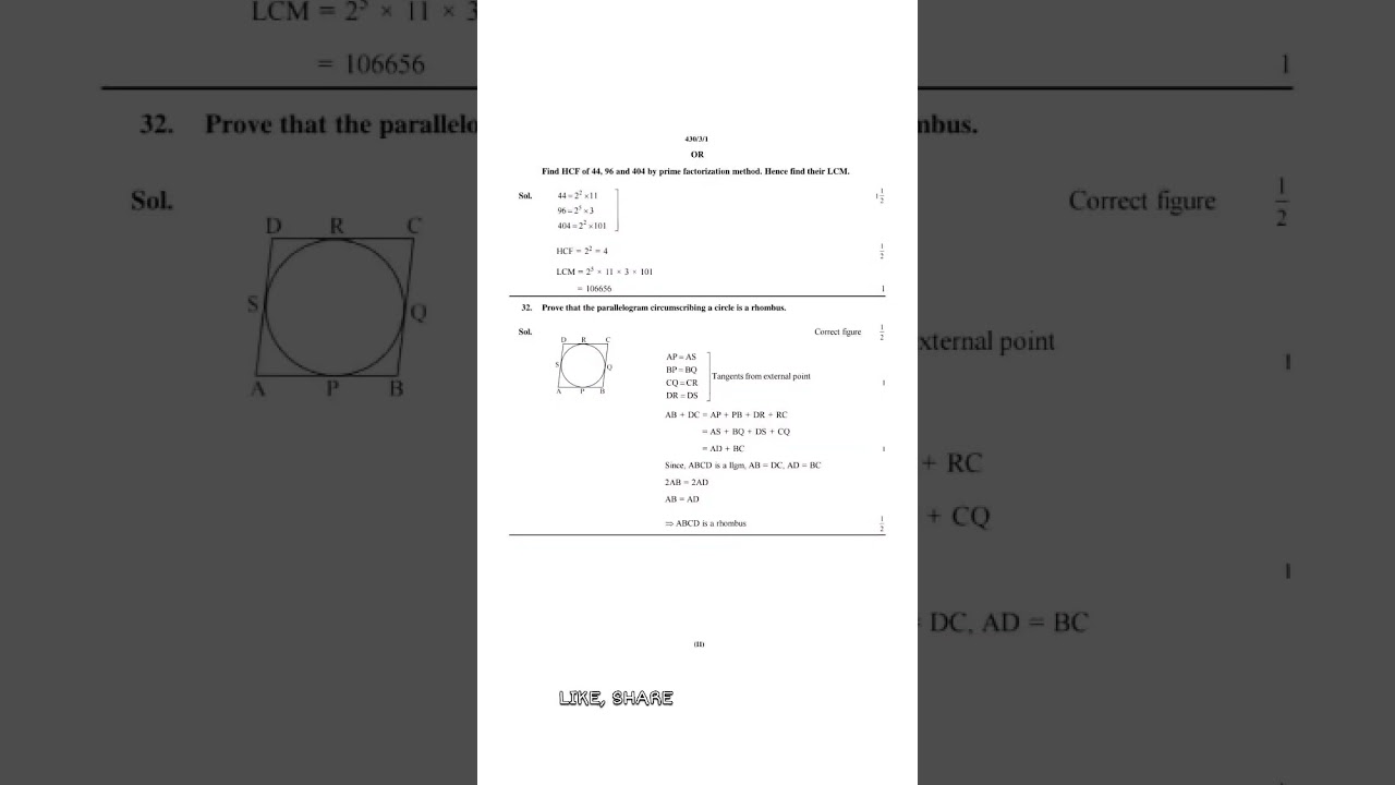 CBSE Class 10 Maths Basics Question Paper Solution 2020 #cbseclass10board, #cbse10questions #viral
