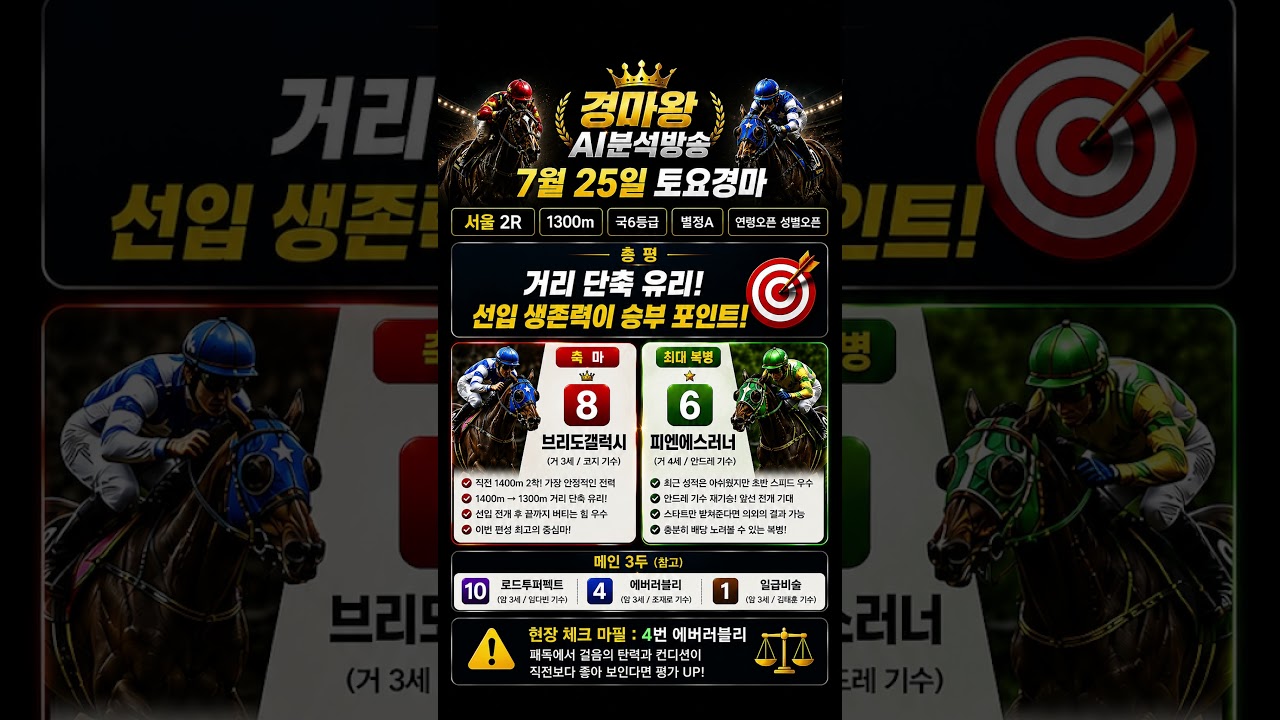 7월25일 토요경마 2경주는??(선입 생존력이 승부 포인트)