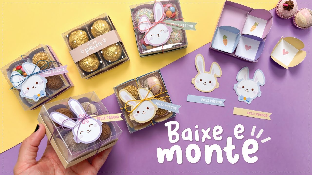 MOLDE GRATUITO | CAIXA DE DOCE TRANSPARENTE - PÁSCOA | COMO FAZER?