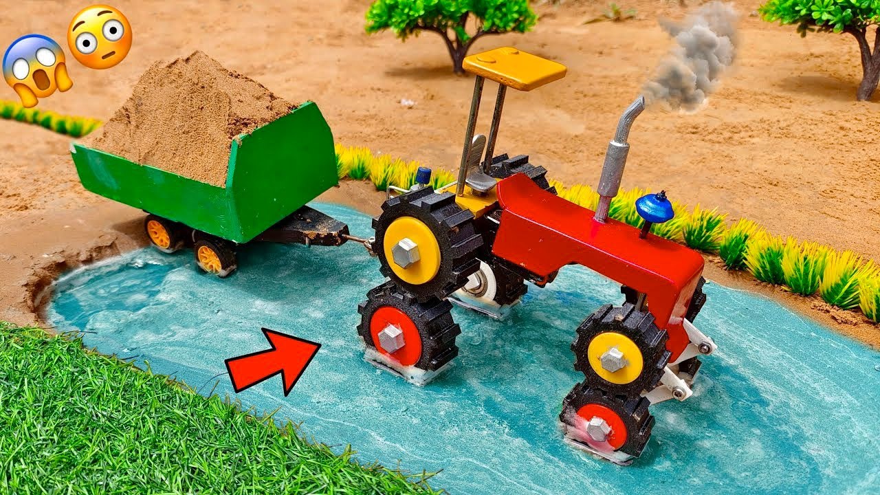 diy mini tractor trolley loading new technology | science project |  P4 @sunfarming7533