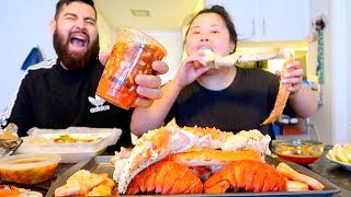 MUKBANG SEAFOOD BOIL! 먹방 (EATING SHOW!) KING CRAB + CEVICHE + SHRIMP (HOMEMADE)