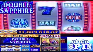 WHEEL OF FORTUNE GOLD SPIN SLOT PLAY! DOUBLE SAPPHIRE WHEEL OF FORTUNE! 3 SPINS! CHASING $1,304,616!