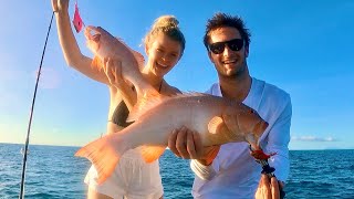 GREAT BARRIER REEF FISHING WITH MY GIRLFRIEND IN OUR NEW BOAT/CORAL TROUT CATCH & COOK