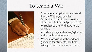 Writing Across the Curriculum, applying for W2 at Stockton