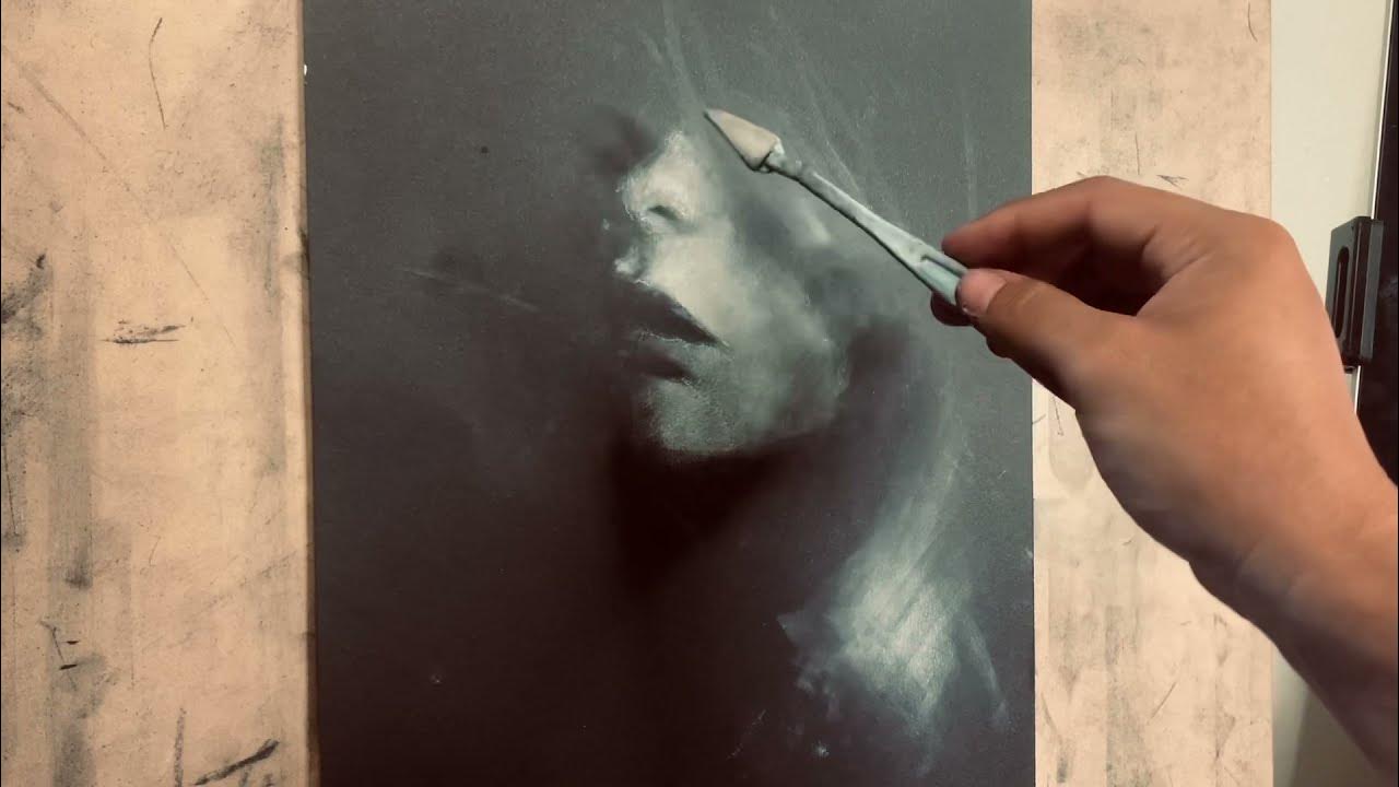 WHITE CHARCOAL ON BLACK PAPER DRAWING TUTORIAL ...