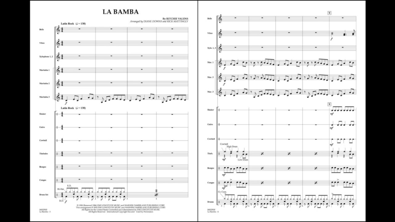 ラ バンバ 打楽器十四重奏 La Bamba 吹奏楽の楽譜販売はミュージックエイト