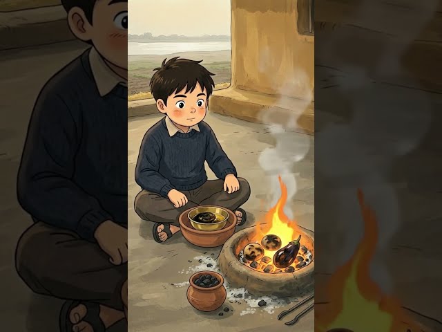 The Coal and the Ghee 🔥 Silent ASMR Animation  Ghibli Style  Litti Chokha  Bihar  Gangetic Plain