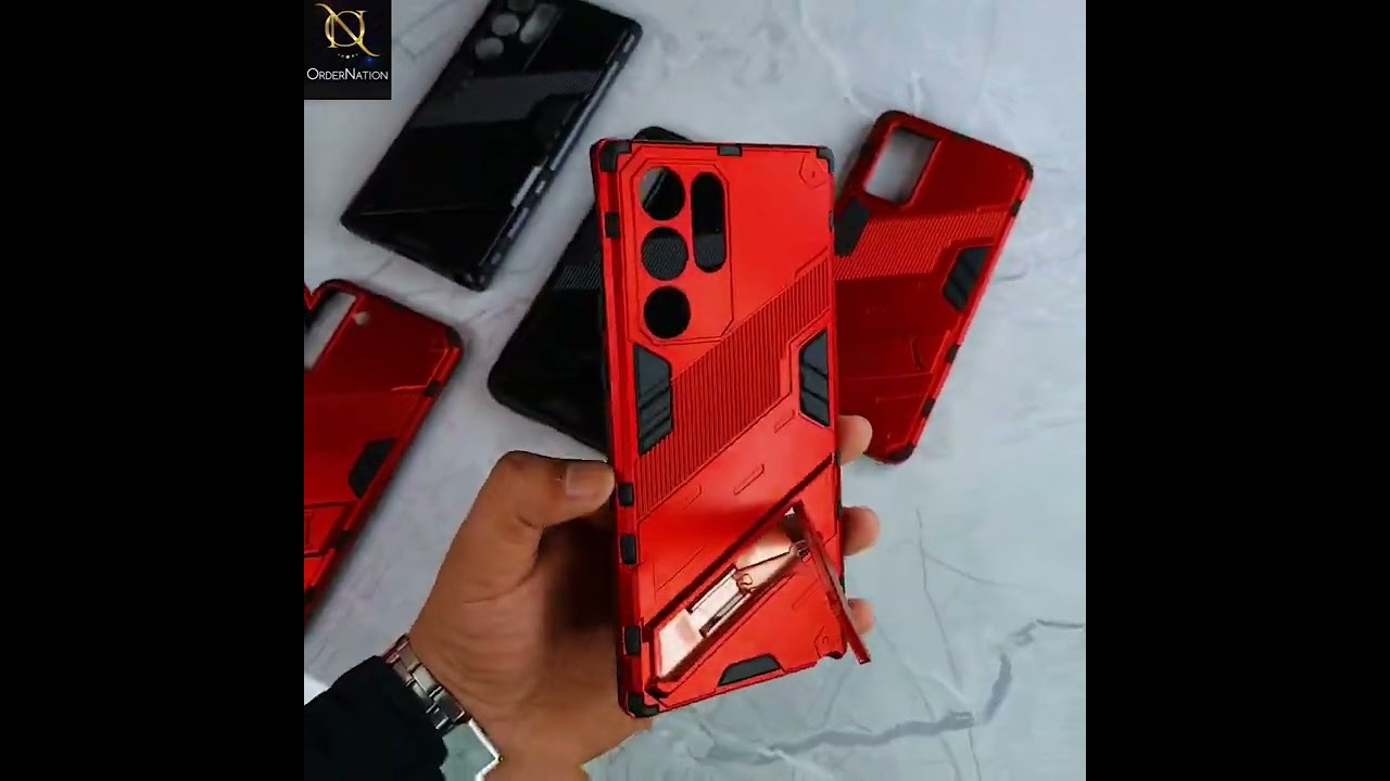 Xiaomi Redmi Note 11 Pro Plus 5G Cover - Red - O Nation Hybrid Series Soft Borders Semi Hard Back Shock Proof Bumper Kick Stand Case with Camera Protection