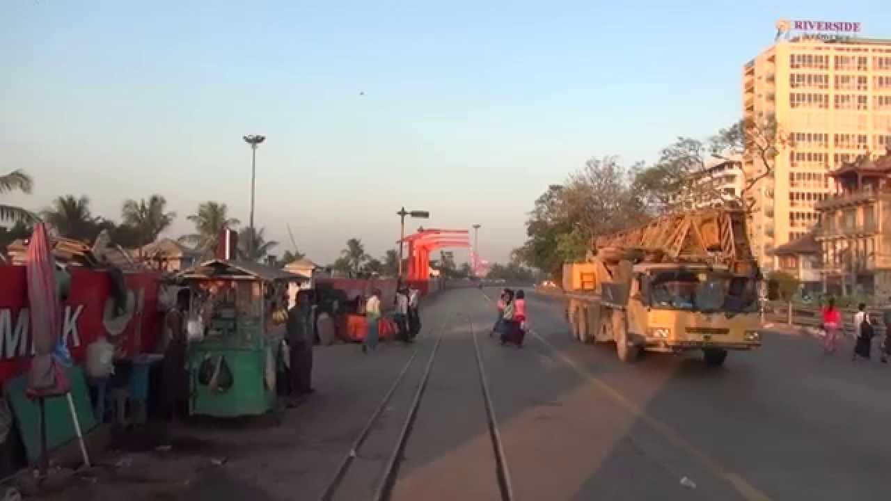 ミャンマー国鉄 ヤンゴン臨港線全区間前面展望 Pazundaung→Pansodan→Htaw Li Kue（RBE-A→B直通）