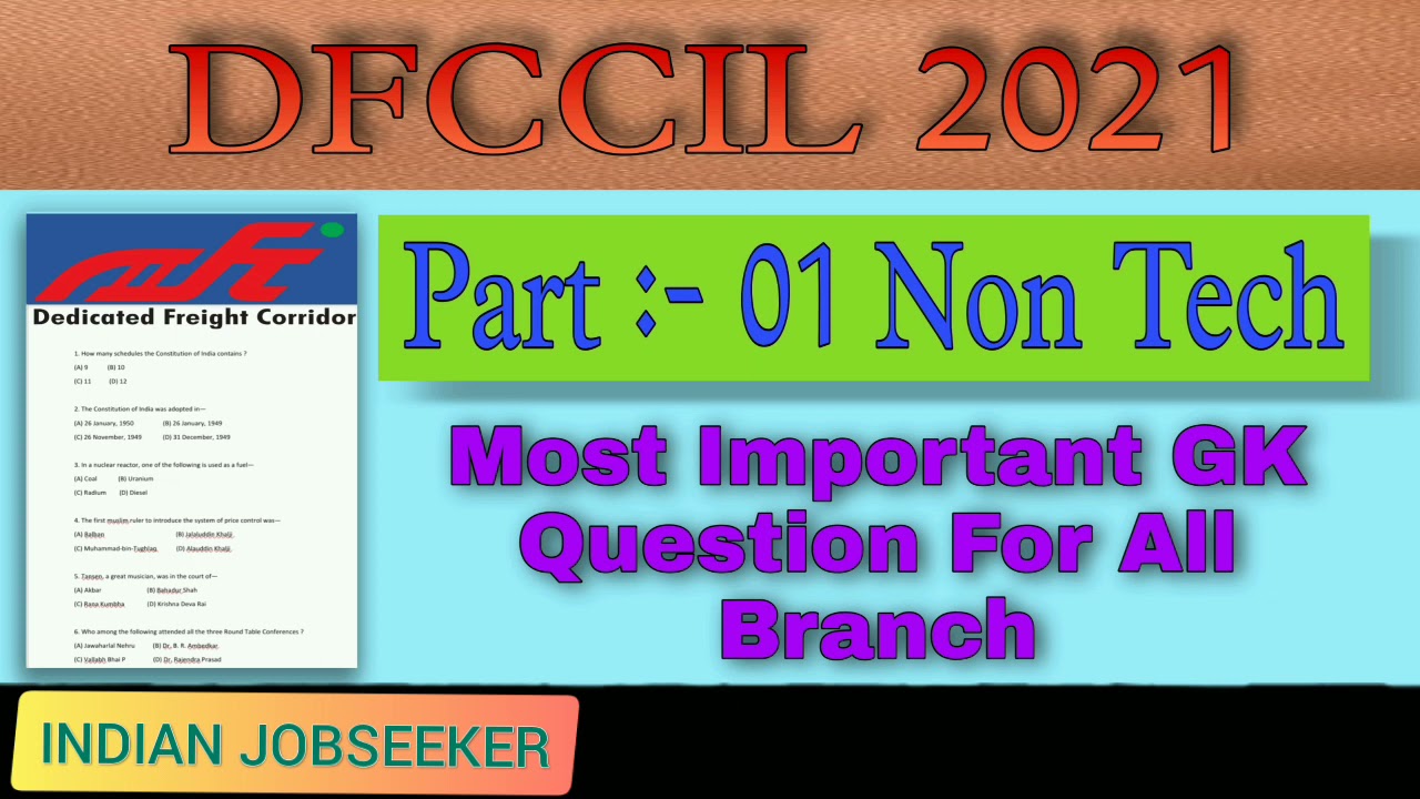 DFCCIL Non-Technical for Executive, Junior Executive,Manager & Other competitive Exam// GK,GS //#1