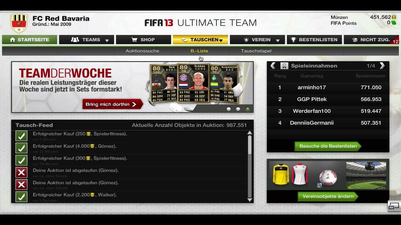 FIFA 13 / Ultimate Team / Pack opening! Bale TIF? Robben IF? / deutsch / HD