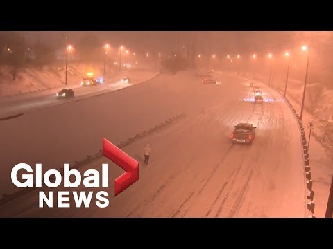 Massive snowstorm causes commuter chaos in Toronto