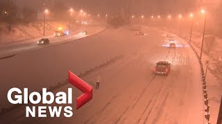 Massive snowstorm causes commuter chaos in Toronto