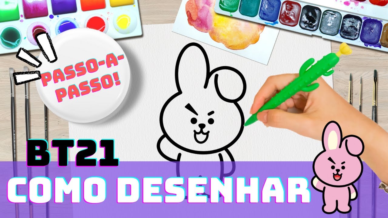 🟡 COMO DESENHAR COOKY BT21 FÁCIL PASSO A PASSO • Tutorial de Desenho ...
