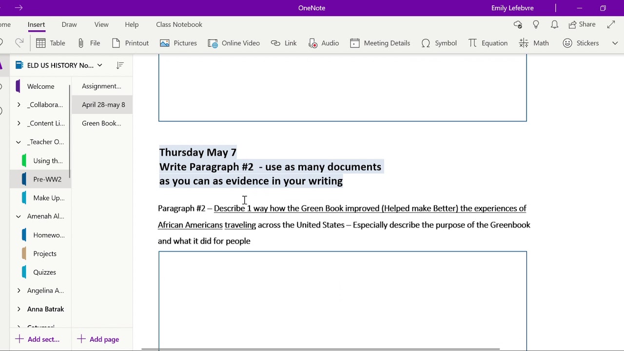ELD US History DBQ Writing 