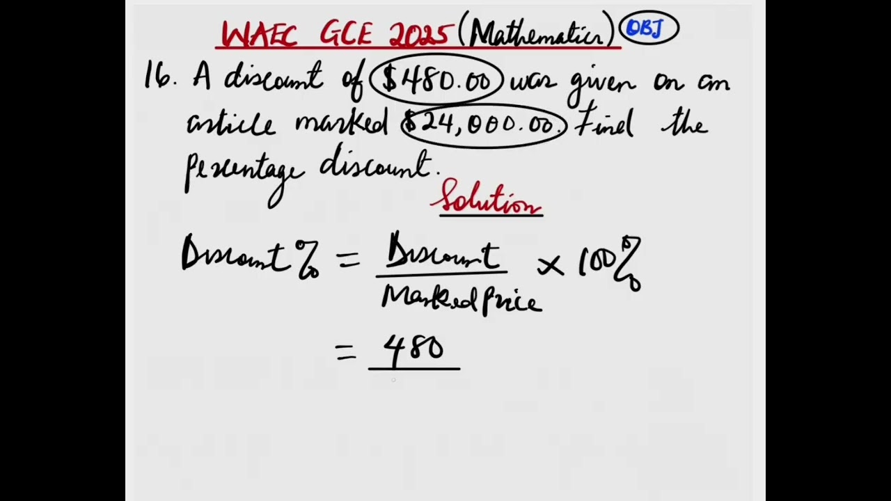 WAEC GCE 2025 | МАТЕМАТИКА | Вопрос 16