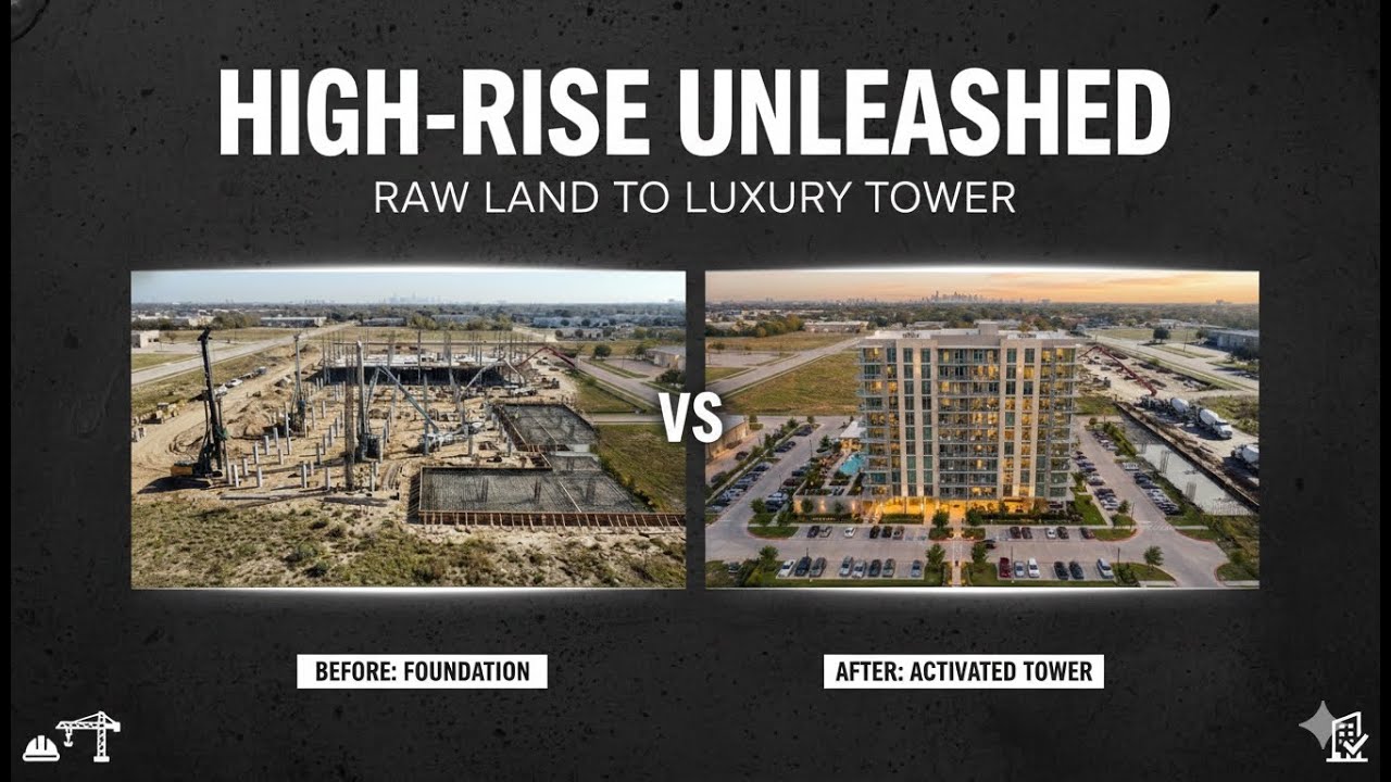 High-Rise Apartment Construction Timeline | From Empty Land to Finished Tower (Cinematic Drone View)