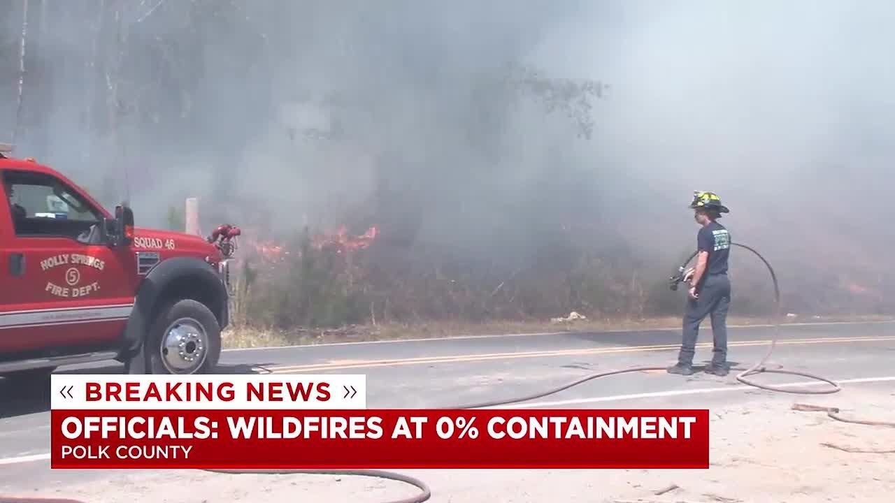 Officials: Polk County wildfires still at 0% containment - YouTube