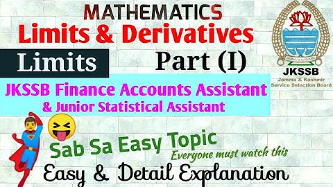 Limits & Derivatives|Mathematics|JKSSB Finance Accounts Assistant|FAA|Question from Previous papers