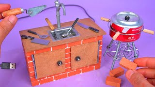 Amazing MINI SINK and BARBECUE made with Mini Bricks and Recyclable Materials