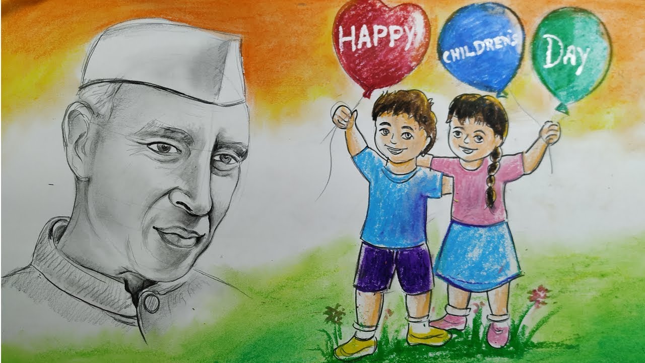 how to draw children day easy drawing,jawaharlal nehru drawing,how ...