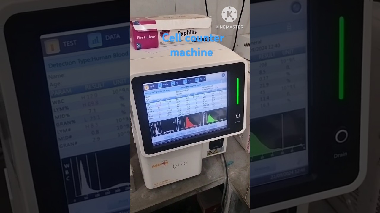 Cell count machine (CBC=complete blood count)iske AndarRBC,WBC,platelet karte 