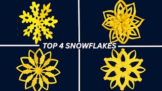 Top 4 Paper Snowflake Designs 2025 | Easy Christmas & Winter Crafts for Home ❄️