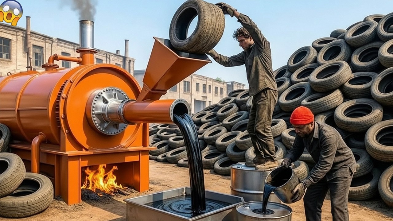 Unbelievable Recycling! How Old Waste Tyres Are Turned into Oil Fuel | Waste Recycling
