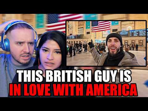 Couple From The UK Reacts to British Guy's First Time in the USA