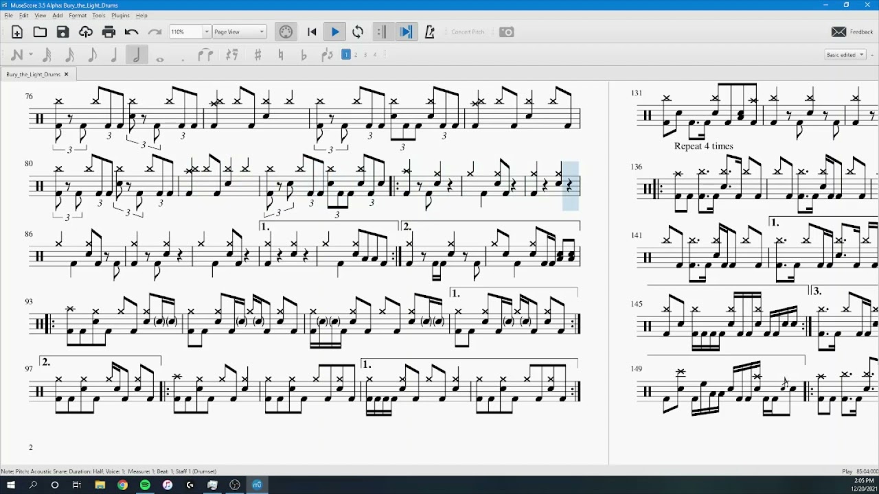 Bury the Light Transcription with Midi Drums