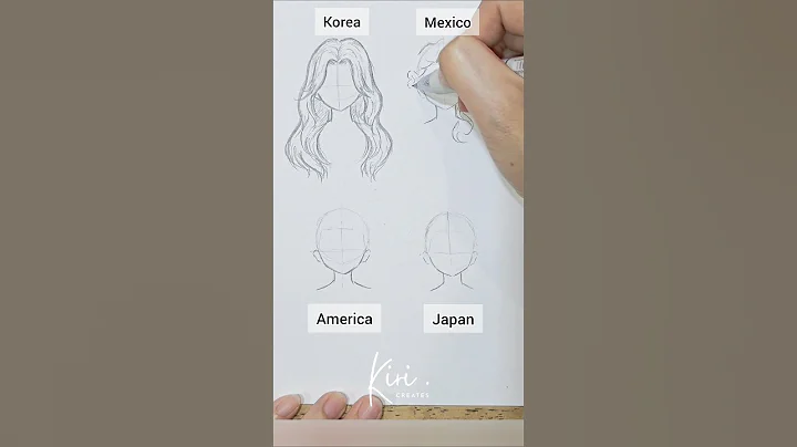 Pt 7Japan vs Mexico vs Korea vs America - How to draw hair for anime girl #howtodraw #drawing