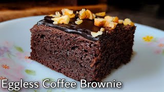 Eggless Coffee Brownie | Mocha Brownie | Easy Brownie Recipe No Cocoa Powder, Curd, Condensed Milk