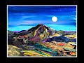 #6714 Acrylic Fluid Art -Pouring Moon Mountain With Enamels In The Mix 1.23.20