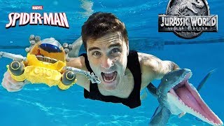Juric World Spider Man Submarine Underwater Mosasaurus Rescue Toy Review Konas2002